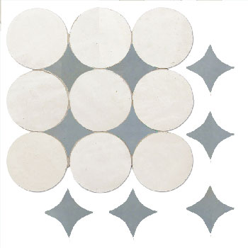 Mosaic House Moroccan tile Soho S 1-17 White Sky blue  zellige, mosaic, zellij, field, pattern, glaze, simple, modern, circles 